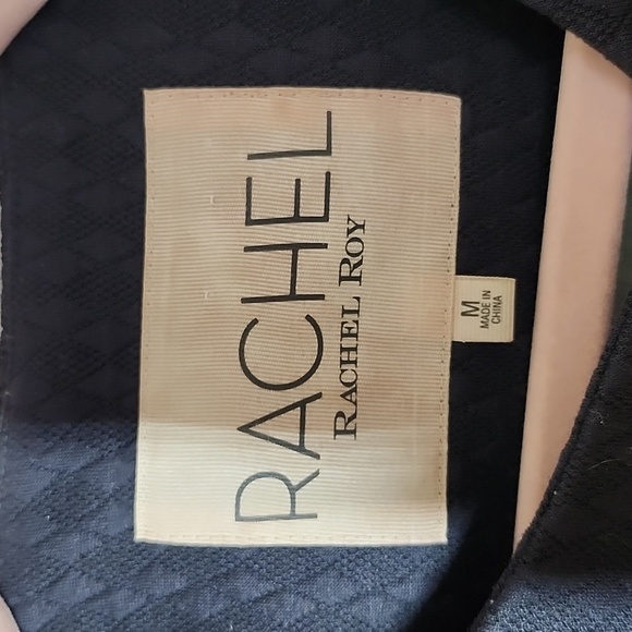 Rachel Rachel Roy navy blue quilted two button wrap blazer cardigan sweater med - Picture 5 of 9